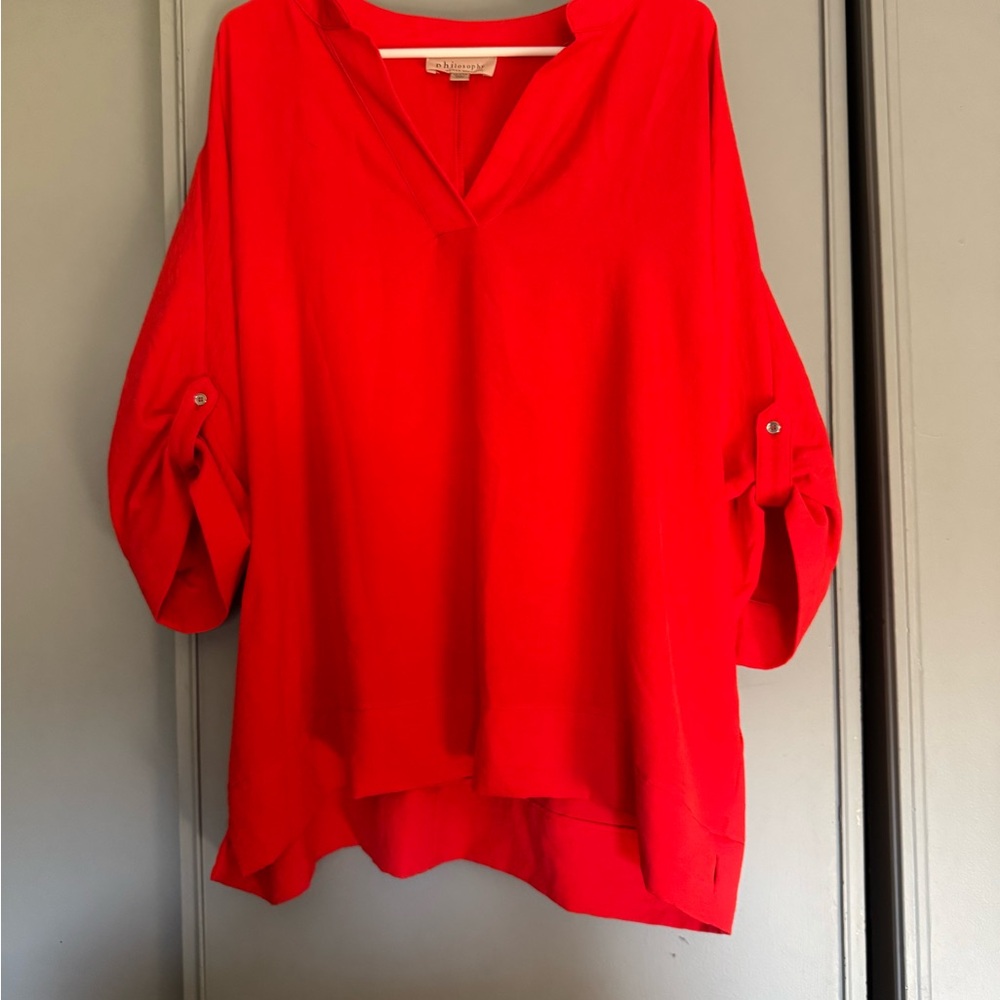 Philosophy red V-Neck Women's Top 2x